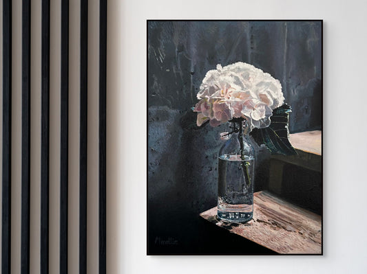 'White Flowers in Glass Vase' (Digital Print)