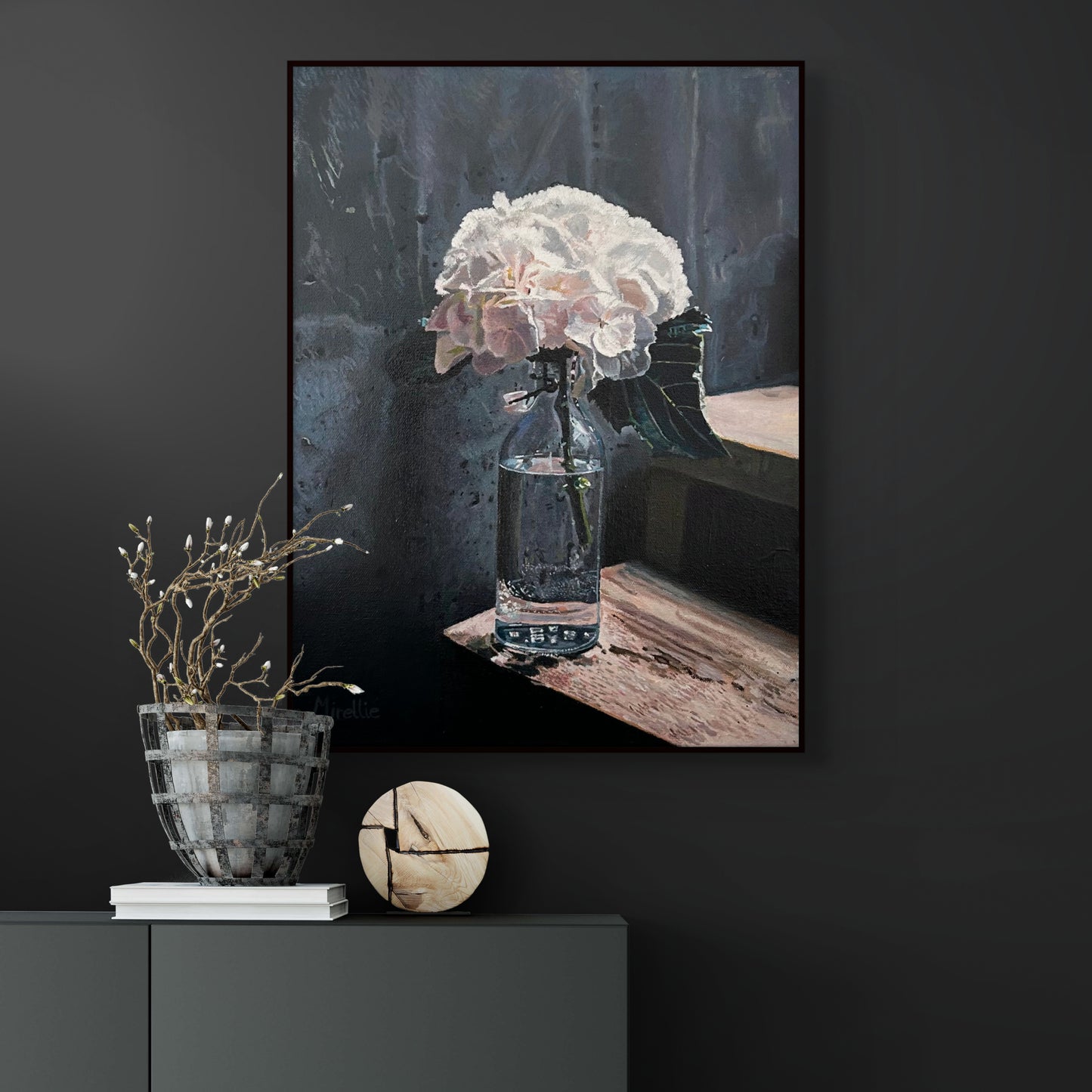 'White Flowers in Glass Vase' (Digital Print)